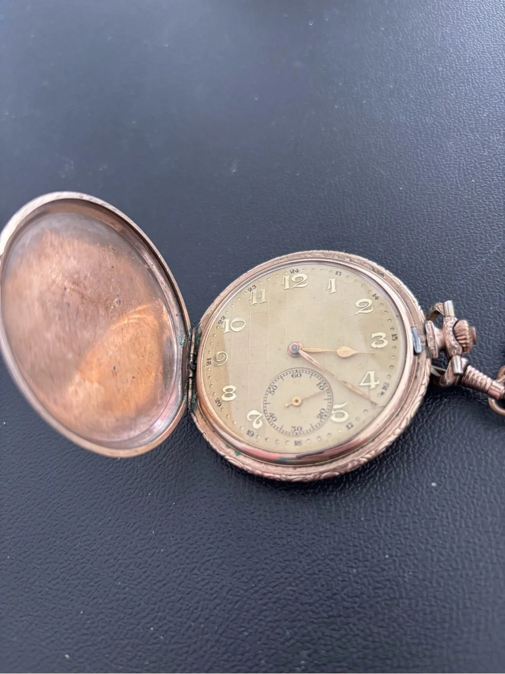 1939 Swiss Sterling Silver Pocket Watch with Gold Vermeil
